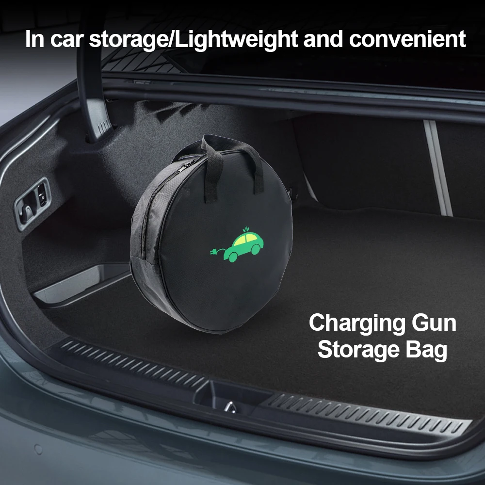 Cable Organizer Bag - 耐久性のあるラウンド型車載充電ケーブル収納バッグ 防水オックスフォード布製収納バッグ ラウンド型車載工具オーガナイザーアクセサリー