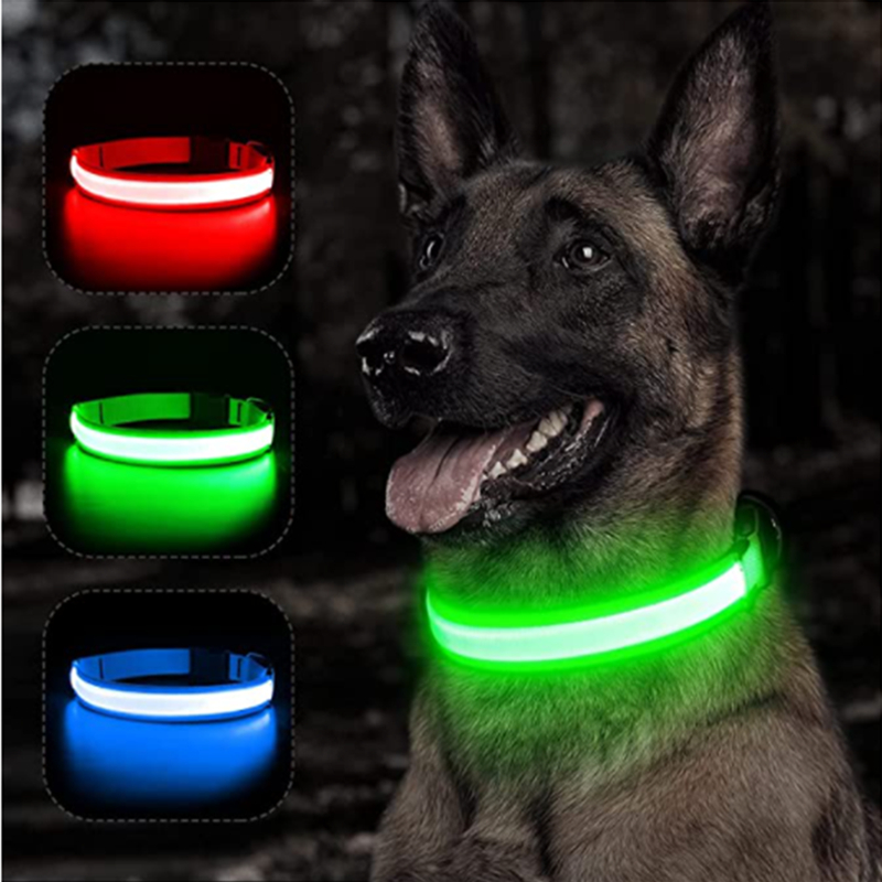Tech Dog Accessories - USB 充電式発光首輪調節可能な LED 光る犬用首輪大型小型犬猫用ナイトライト首輪ペット安全ハーネス