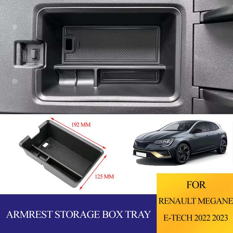 Tech Accessories 2022 - ルノー メガーヌ E-Tech 2022 2023用 ABS製車用アームレスト収納ボックストレイ