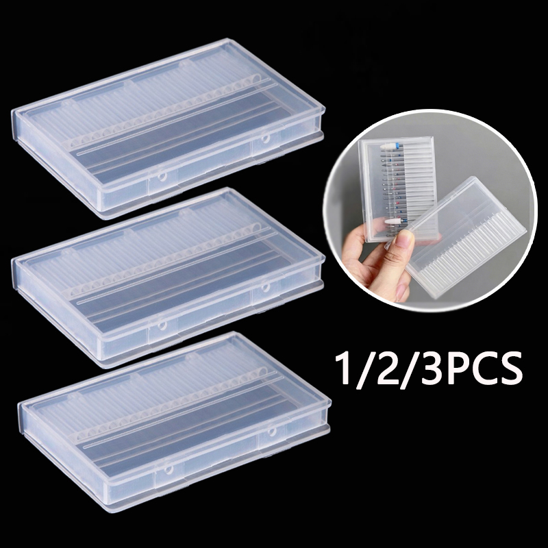 Tech Computer Accessories - 1/2/3 個 20 スロットクリアネイルドリルビットブラシプラスチック収納ボックスホルダーコンテナマニキュアカッターアクセサリーネイルアートツール