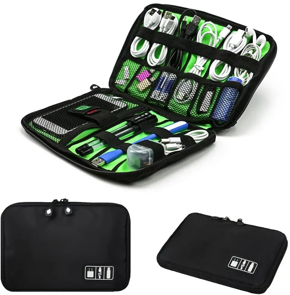 Cable Organizer Bag - ケーブルオーガナイザー収納バッグシステムキットケース USBデータケーブル イヤホンコード ペン モバイルバッテリー デジタルガジェット
