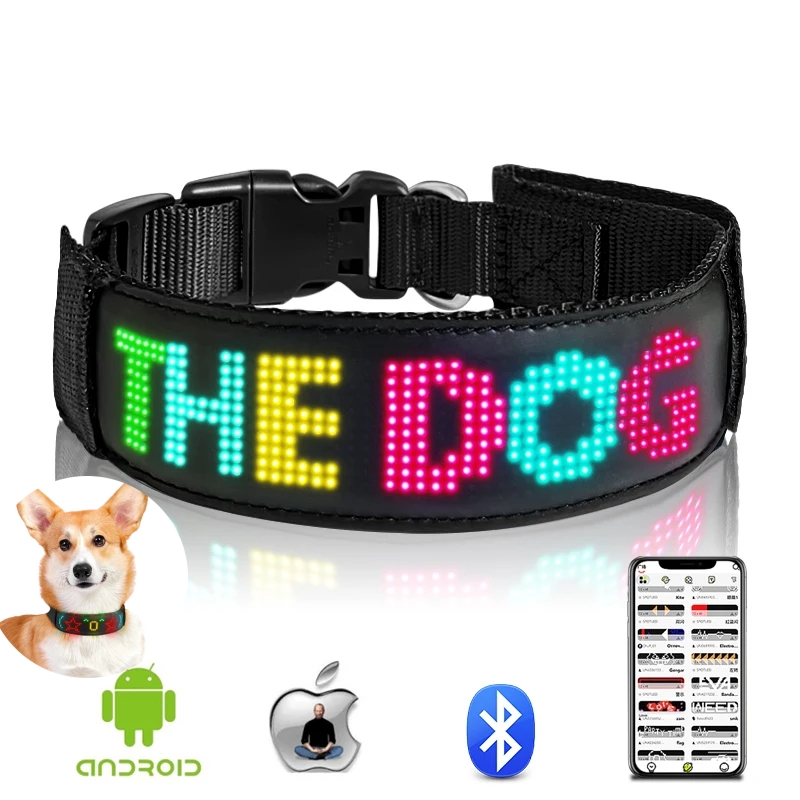 マルチカラーペット LED 犬の首輪プログラム可能な多言語ス - Tech Dog Accessories のレビューと価格