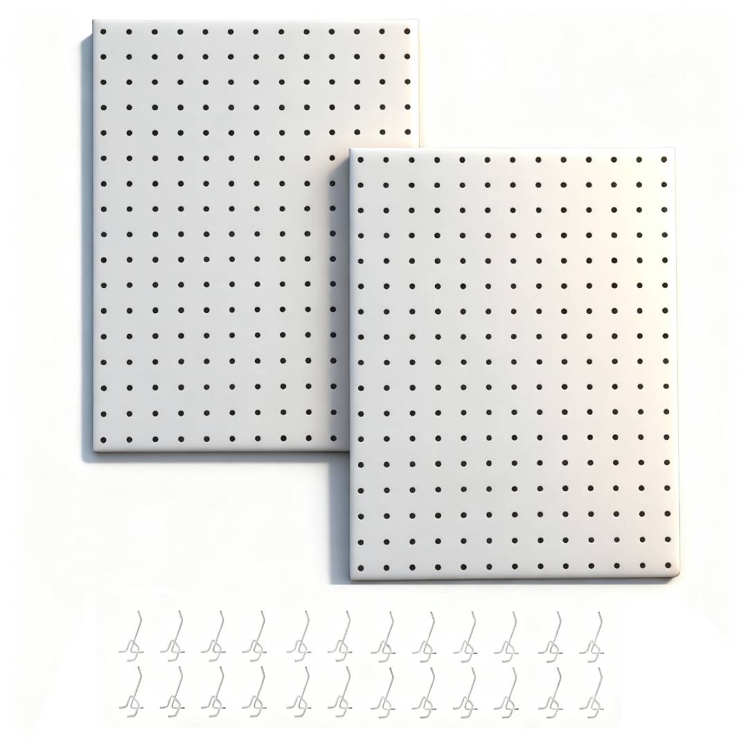 メタルペグボード、2パネル+24フック、ガレージ、キッチン、 - Tech Accessories Holder のレビューと価格