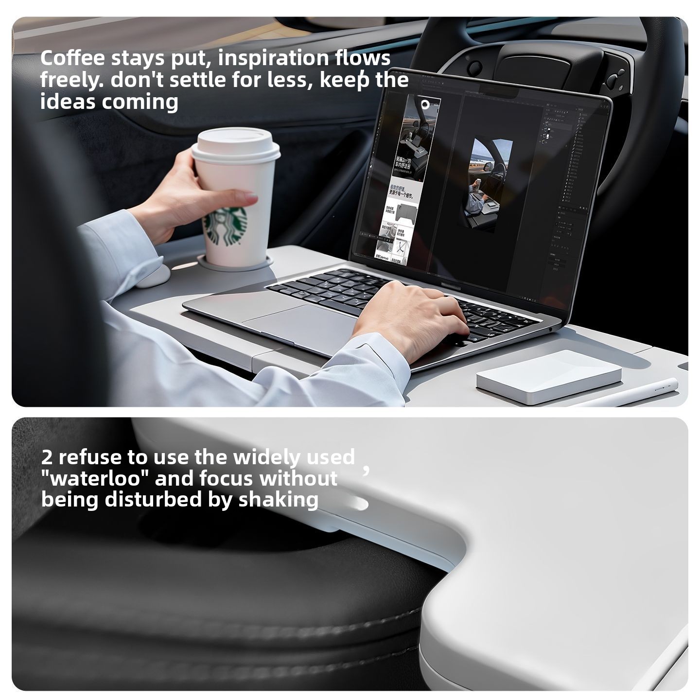 折りたたみ式車用デスク テスラモデル 3/Y/S/X 多機能 - Tech Car Accessories のレビューと価格