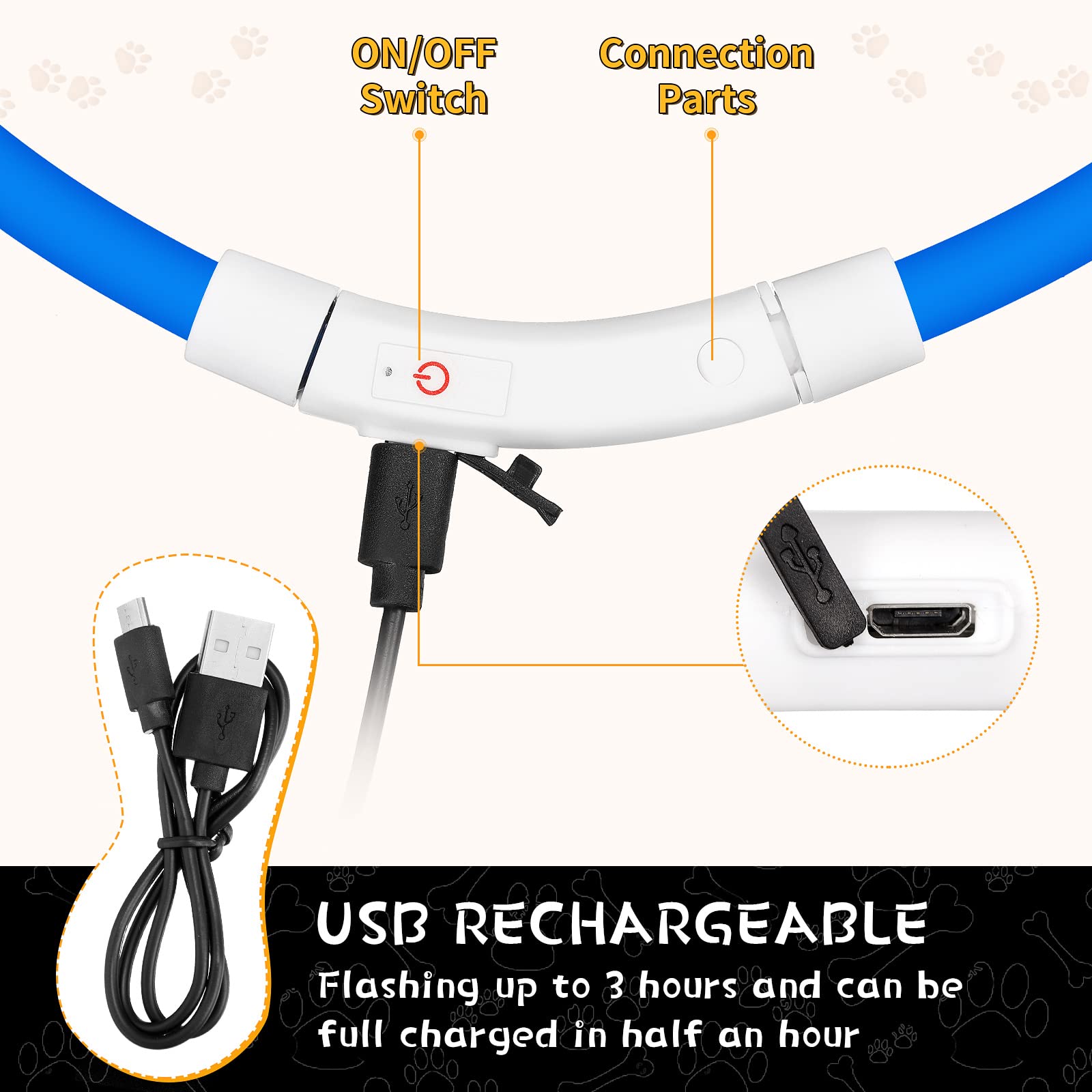 シリコン LED 犬用首輪 充電式 4 つの動作モード より - Tech Dog Accessories のレビューと価格