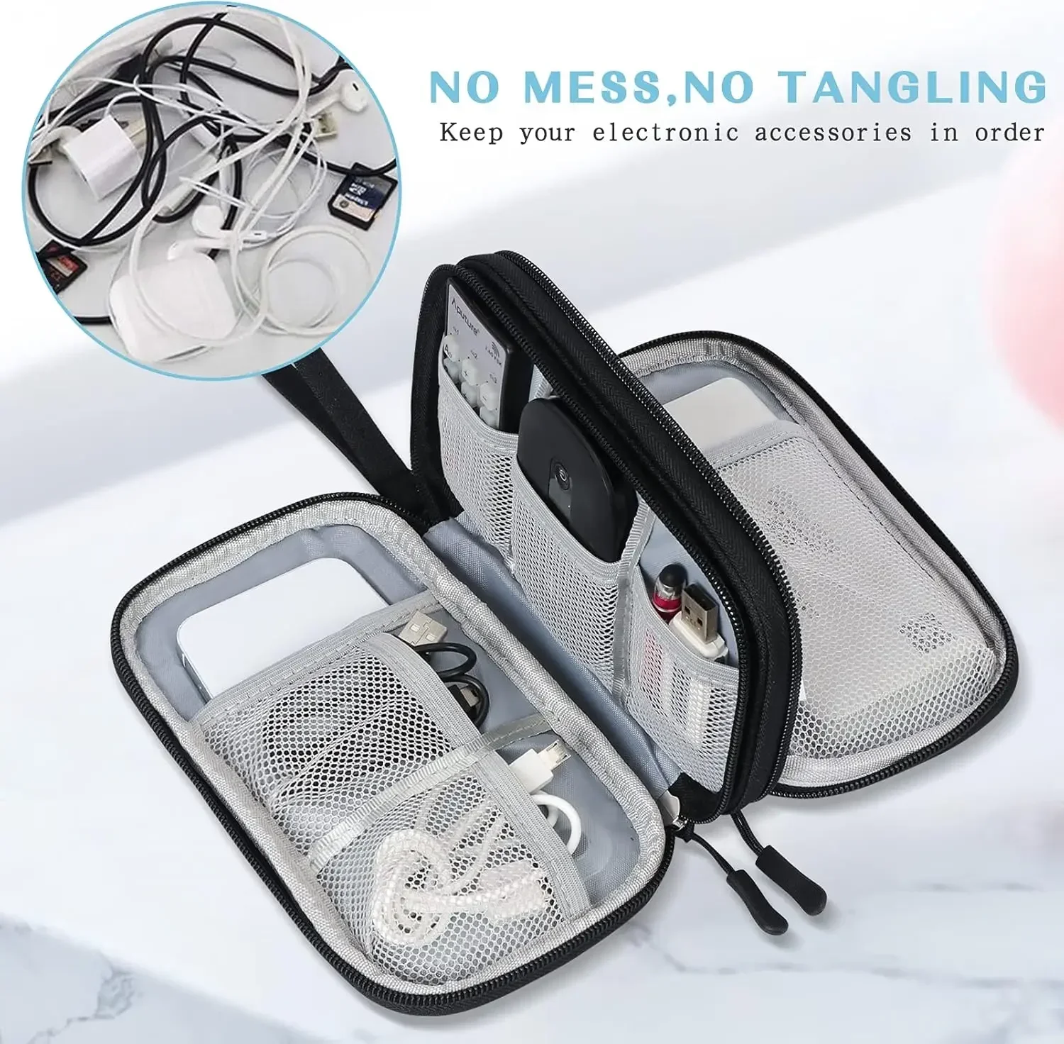 トラベルケーブルバッグ ポータブルデジタル収納ポーチ 充電器 - Cable Organizer Bag のレビューと価格