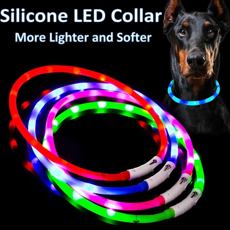 シリコーン LED 犬の首輪充電式 3 動作モードより軽くて - Tech Dog Accessories のレビューと価格
