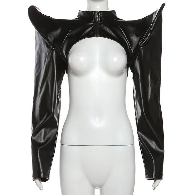 2024 女性 Y2k Pu レザージャケット黒のファッショ - Tech Wear Accessories のレビューと価格